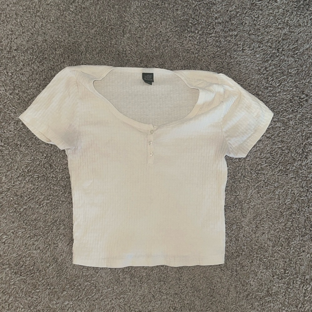 Cream/white tight fit top